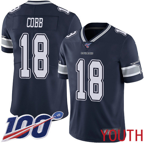 Youth Dallas Cowboys Limited Navy Blue Randall Cobb Home #18 100th Season Vapor Untouchable NFL Jersey